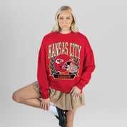 KANSAS CITY CHIEFS CLASSIC ARCHIVES PREMIUM FLEECE DROP SHOULDER CREWNECK PULLOVER