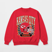 KANSAS CITY CHIEFS CLASSIC ARCHIVES PREMIUM FLEECE DROP SHOULDER CREWNECK PULLOVER