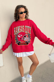 KANSAS CITY CHIEFS CLASSIC ARCHIVES PREMIUM FLEECE DROP SHOULDER CREWNECK PULLOVER