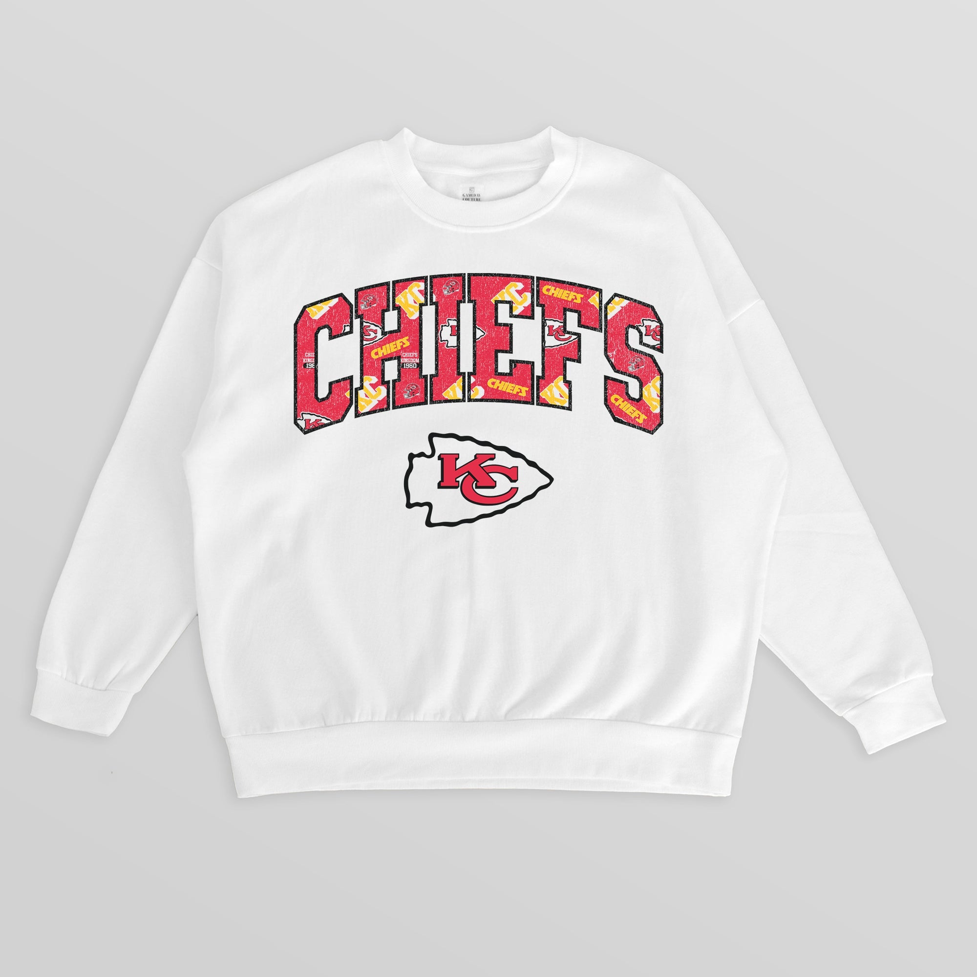 KANSAS CITY CHIEFS SWEET PLAY PREMIUM FLEECE DROP SHOULDER CREWNECK PULLOVER