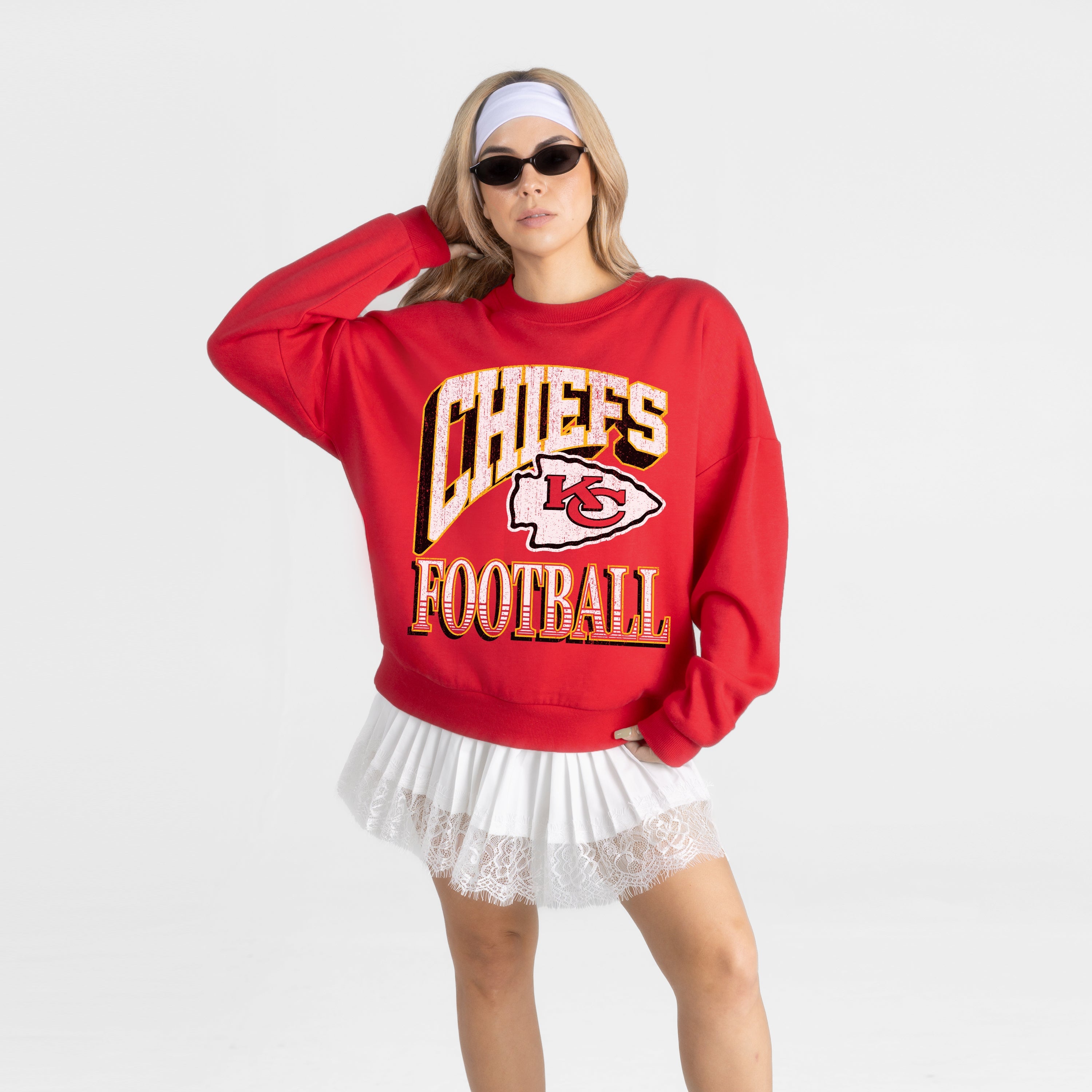 KANSAS CITY CHIEFS MAIN CHARACTER PREMIUM FLEECE DROP SHOULDER CREWNECK PULLOVER