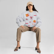 KANSAS CITY CHIEFS ALL IN REPEAT PREMIUM FLEECE DROP SHOULDER CREWNECK PULLOVER