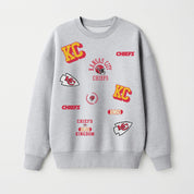 KANSAS CITY CHIEFS ALL IN REPEAT PREMIUM FLEECE DROP SHOULDER CREWNECK PULLOVER
