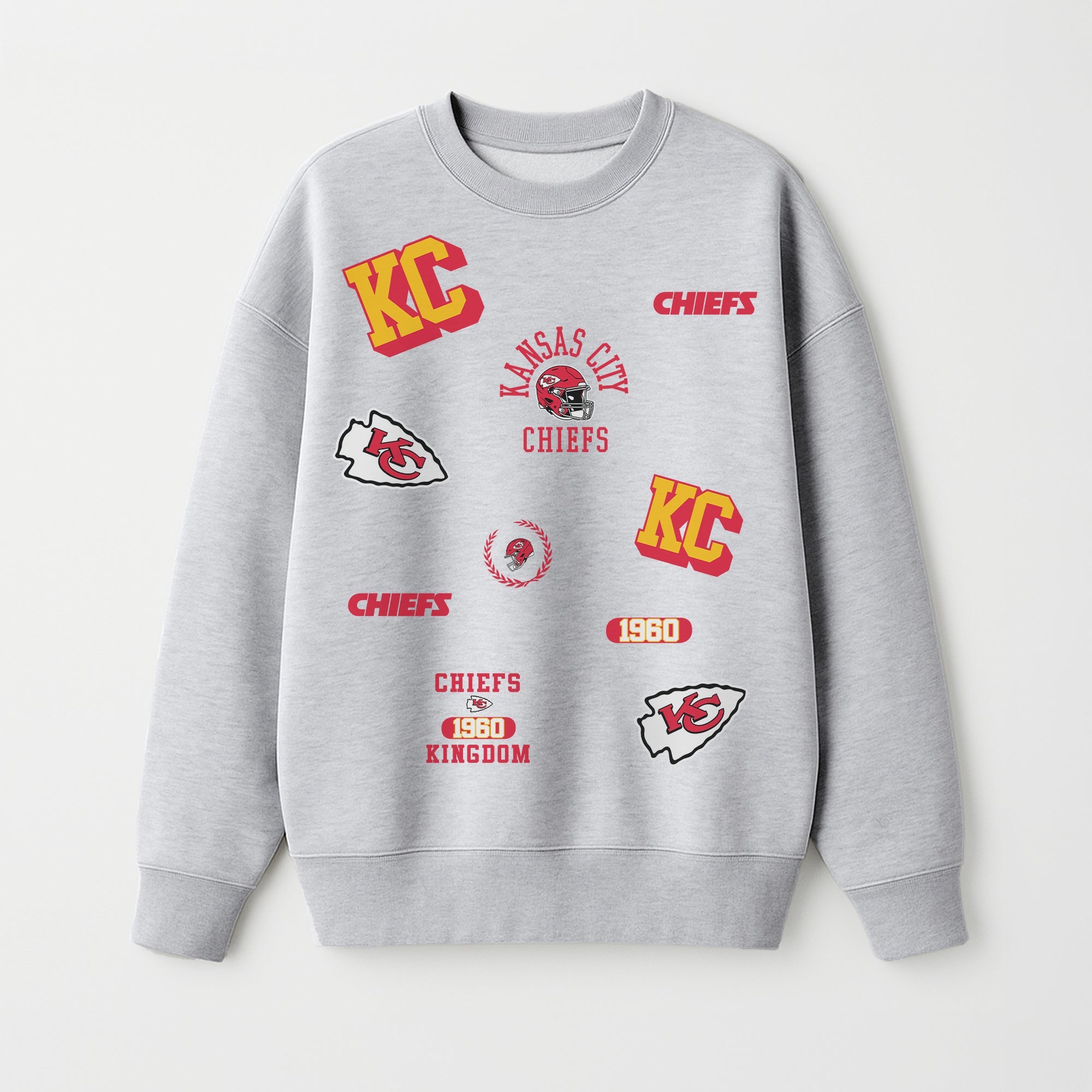 KANSAS CITY CHIEFS ALL IN REPEAT PREMIUM FLEECE DROP SHOULDER CREWNECK PULLOVER