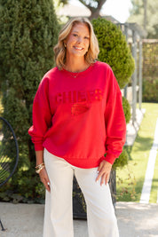 KANSAS CITY CHIEFS ELITE ERA EMBROIDERED PREMIUM FLEECE CREWNECK