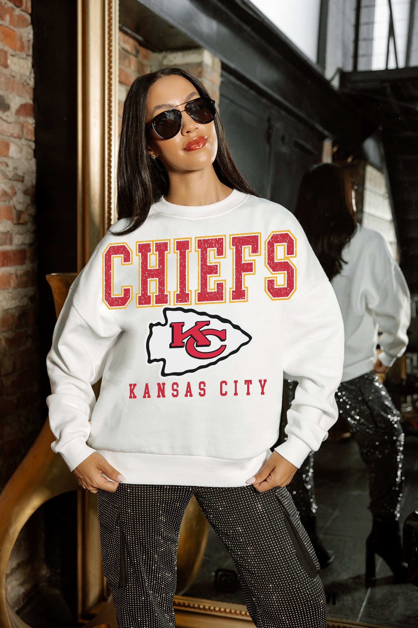 KANSAS CITY CHIEFS Sunday Drives Fleece Crewneck Pullover