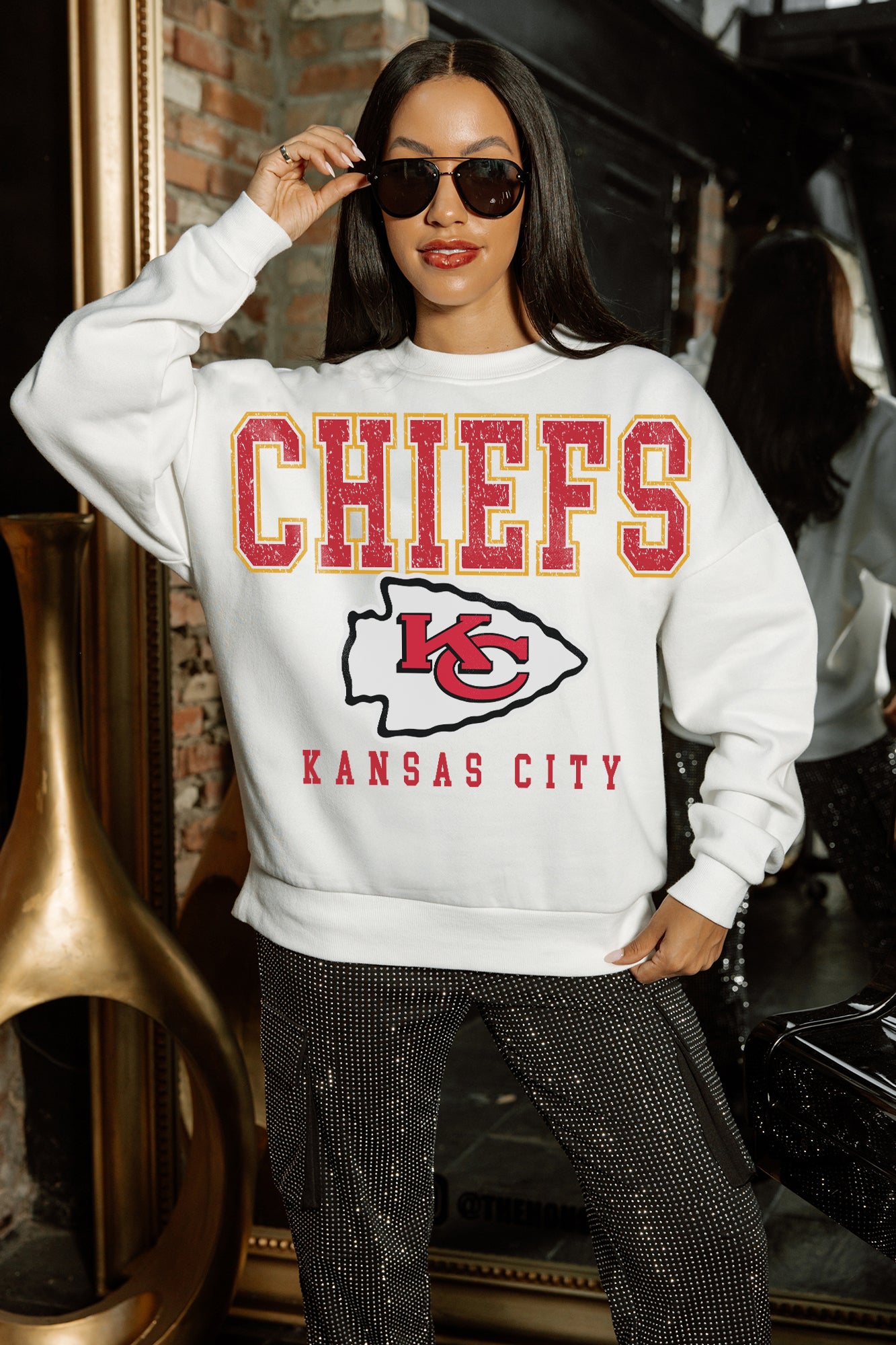 KANSAS CITY CHIEFS Sunday Drives Fleece Crewneck Pullover