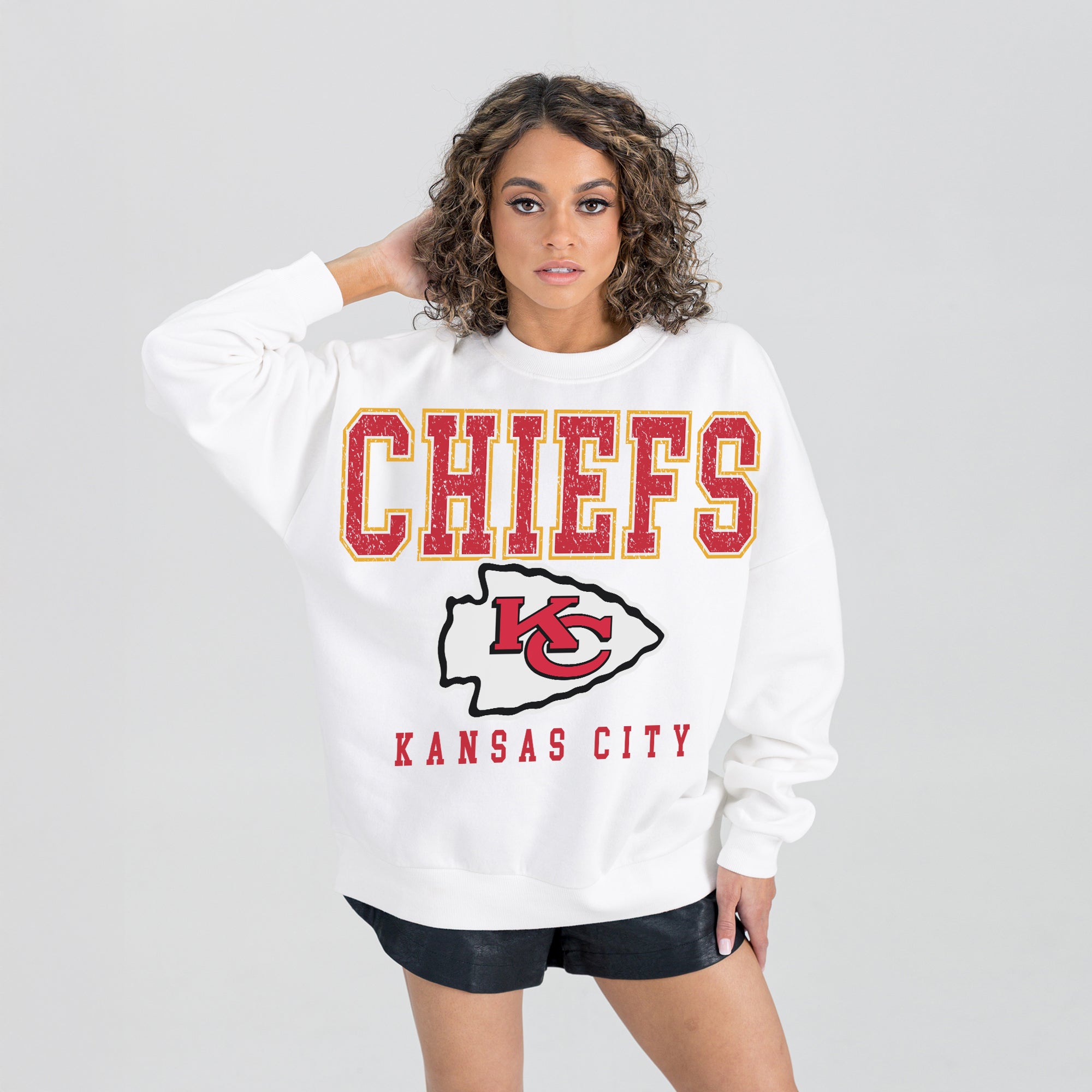 KANSAS CITY CHIEFS Sunday Drives Fleece Crewneck Pullover