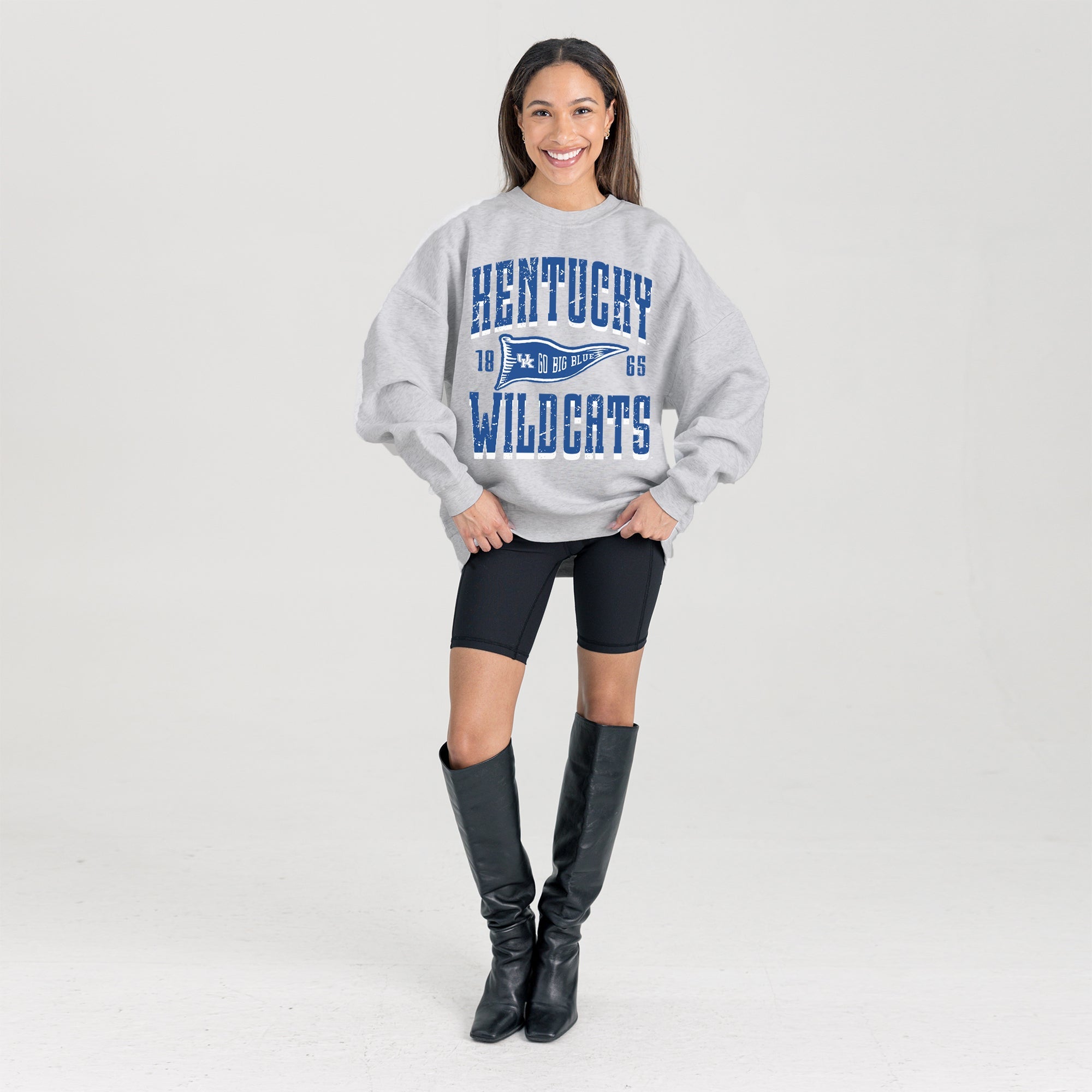 KENTUCKY WILDCATS PENNANT PRIDE PREMIUM FLEECE DROP SHOULDER CREWNECK PULLOVER