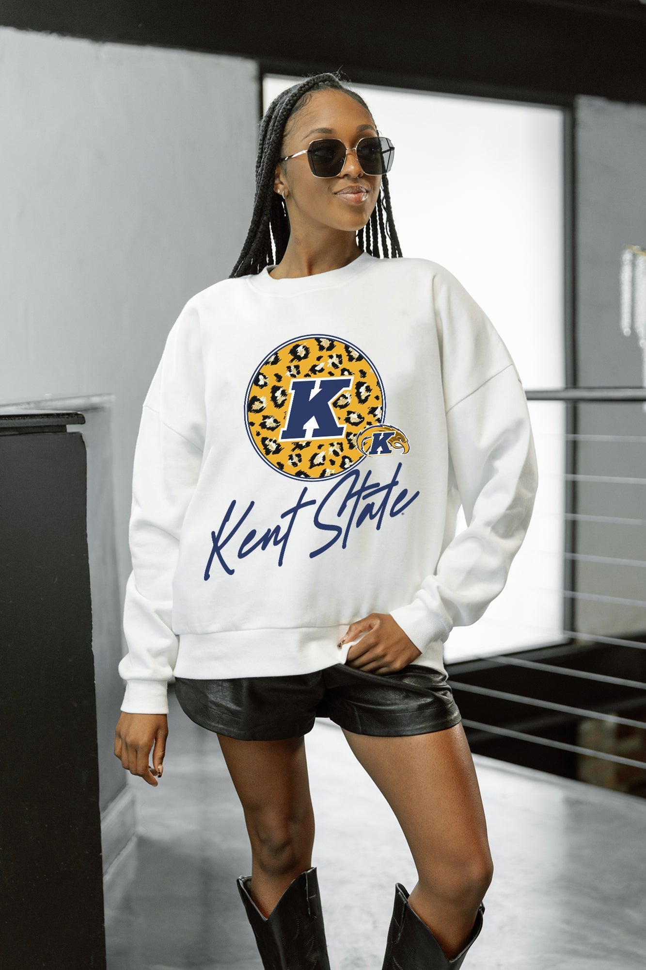 KENT STATE GOLDEN FLASHES WILD BREAKTHROUGH PREMIUM FLEECE CREWNECK PULLOVER