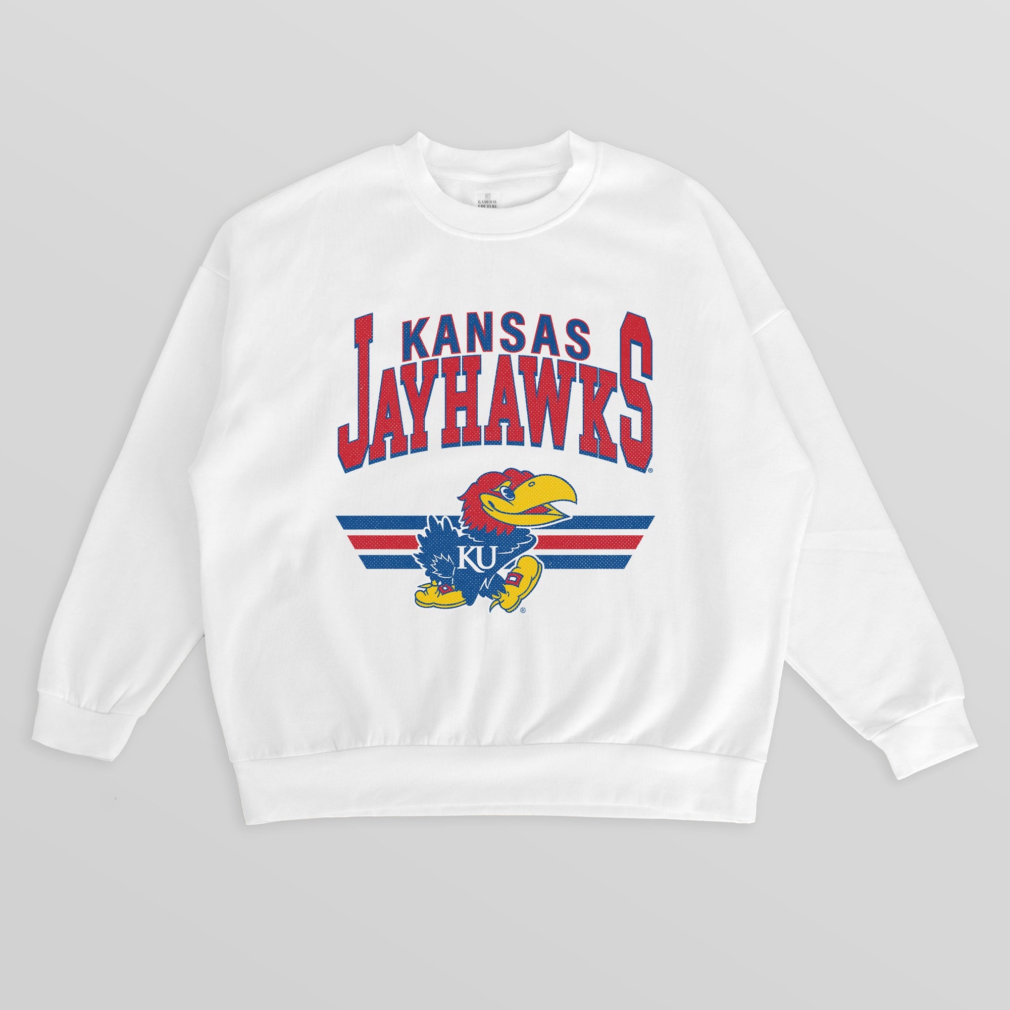 KANSAS JAYHAWKS SWIFT STRIKE PREMIUM FLEECE DROP SHOULDER CREWNECK PULLOVER