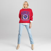 KANSAS JAYHAWKS CLASSIC ARCHIVES PREMIUM DROP SHOULDER FLEECE CREWNECK PULLOVER