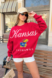 KANSAS JAYHAWKS LEGACY CLUB PREMIUM FLEECE DROP SHOULDER CREWNECK PULLOVER