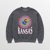 KANSAS JAYHAWKS SATURDAY SEAL PREMIUM FLEECE DROP SHOULDER CREWNECK PULLOVER