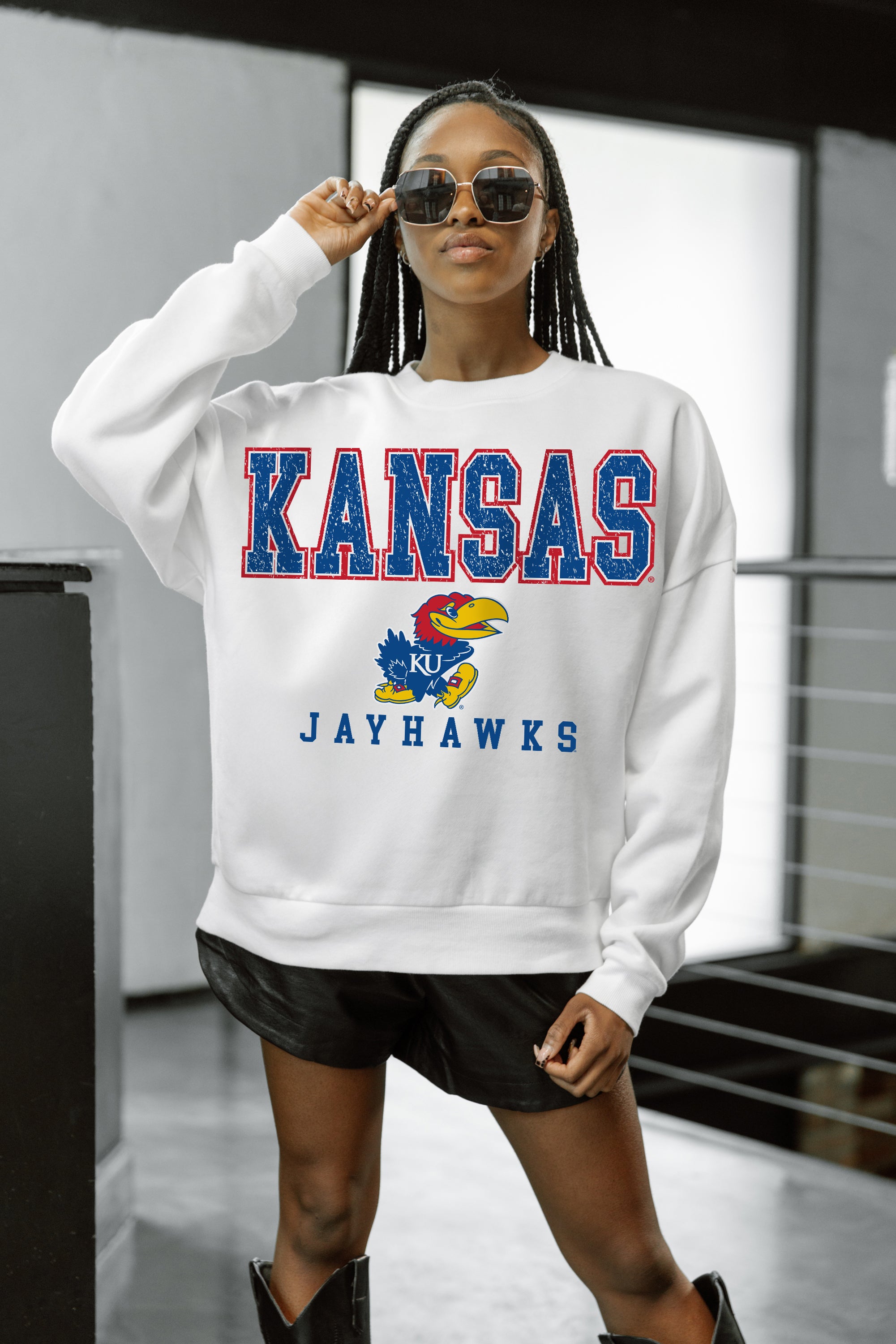 KANSAS JAYHAWKS Freestyle Fleece Drop-Shoulder Pullover