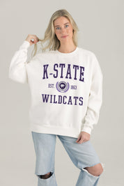 KANSAS STATE WILDCATS TIMELESS TRIUMPH PREMIUM FLEECE DROP SHOULDER CREWNECK PULLOVER