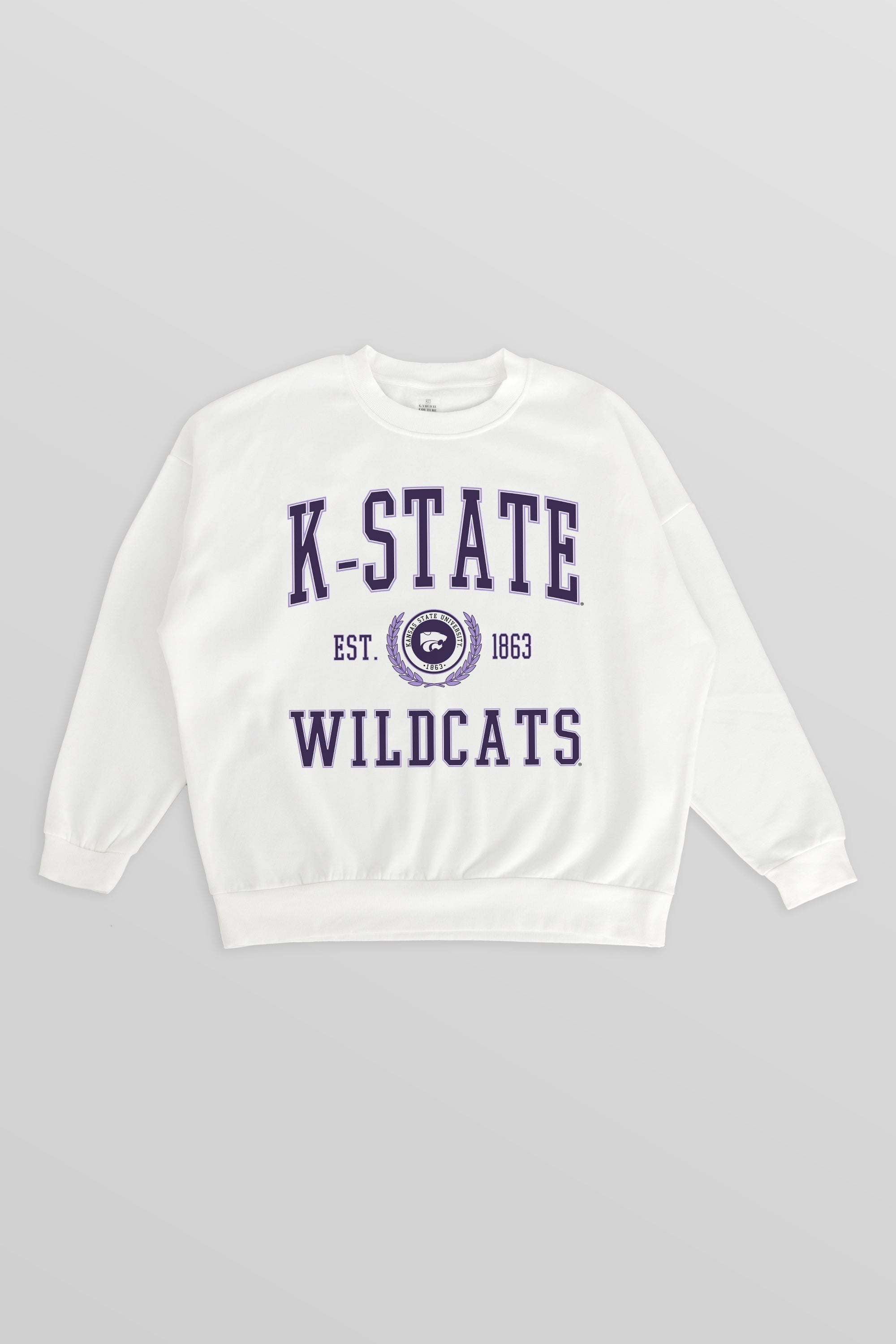 KANSAS STATE WILDCATS TIMELESS TRIUMPH PREMIUM FLEECE DROP SHOULDER CREWNECK PULLOVER