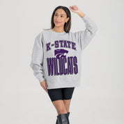 KANSAS STATE WILDCATS FIERCE FOCUS PREMIUM FLEECE DROP SHOULDER CREWNECK PULLOVER