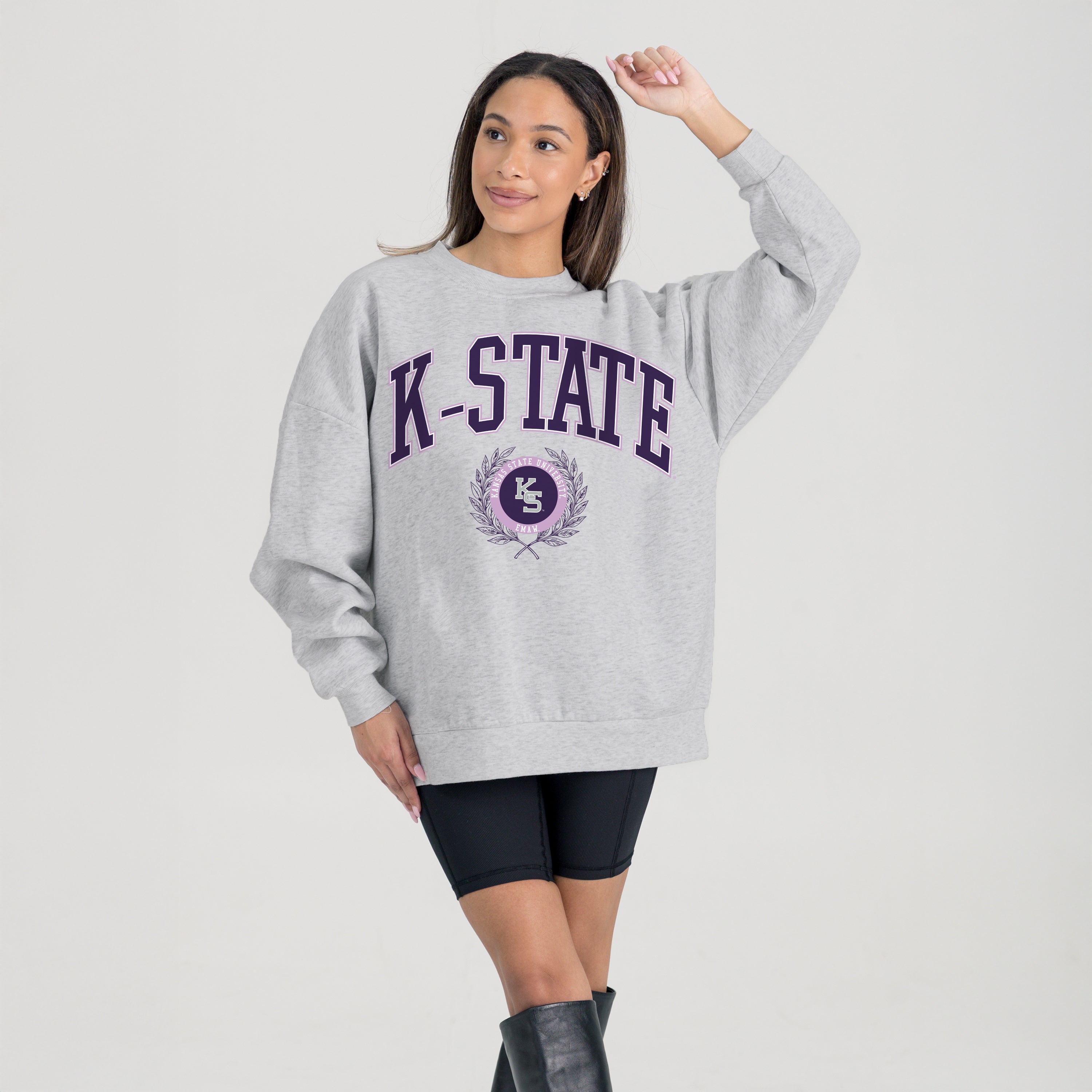 KANSAS STATE WILDCATS TRADITION REFINED PREMIUM FLEECE CREWNECK PULLOVER