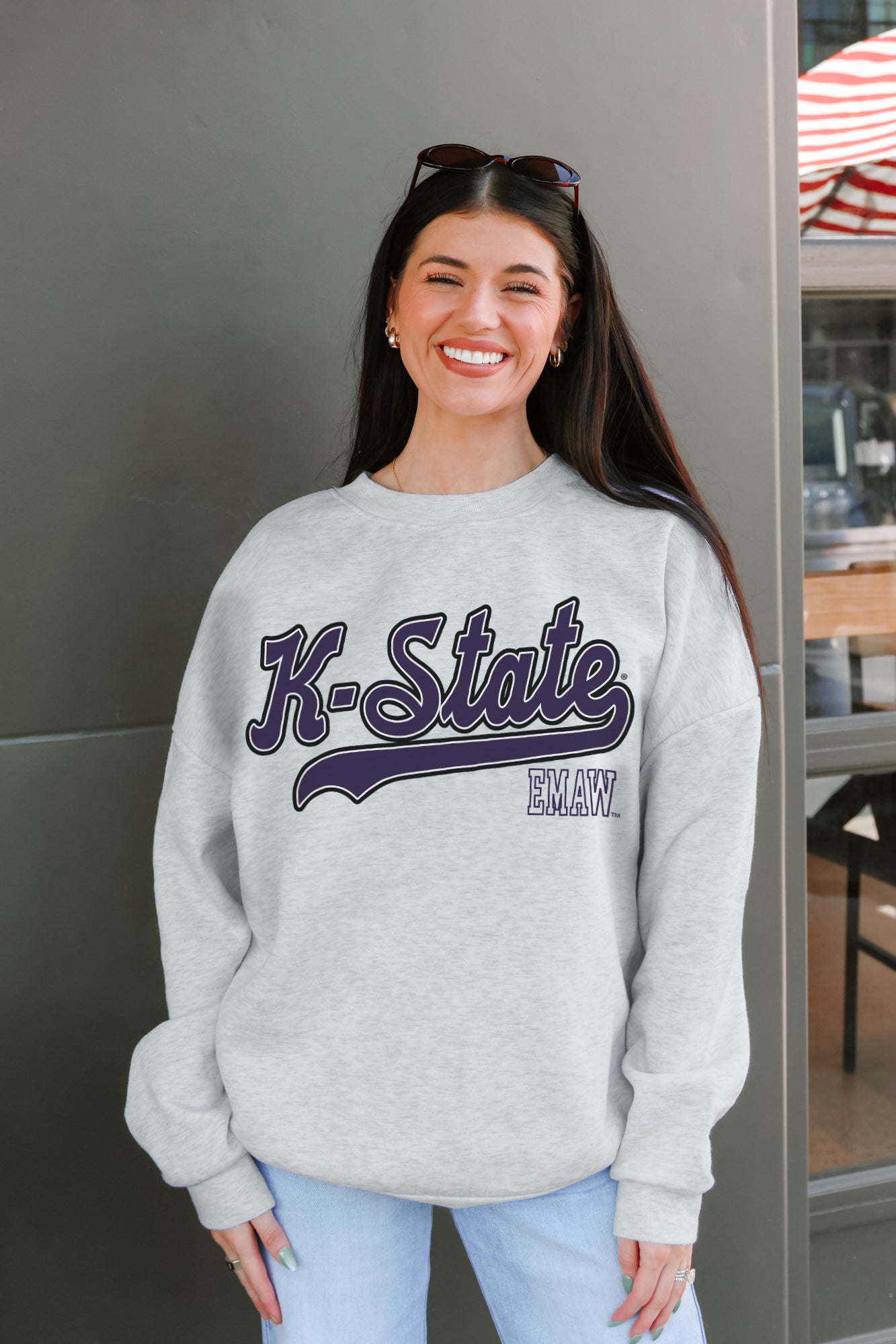 KANSAS STATE WILDCATS CLASSIC WIN PREMIUM FLEECE CREWNECK PULLOVER