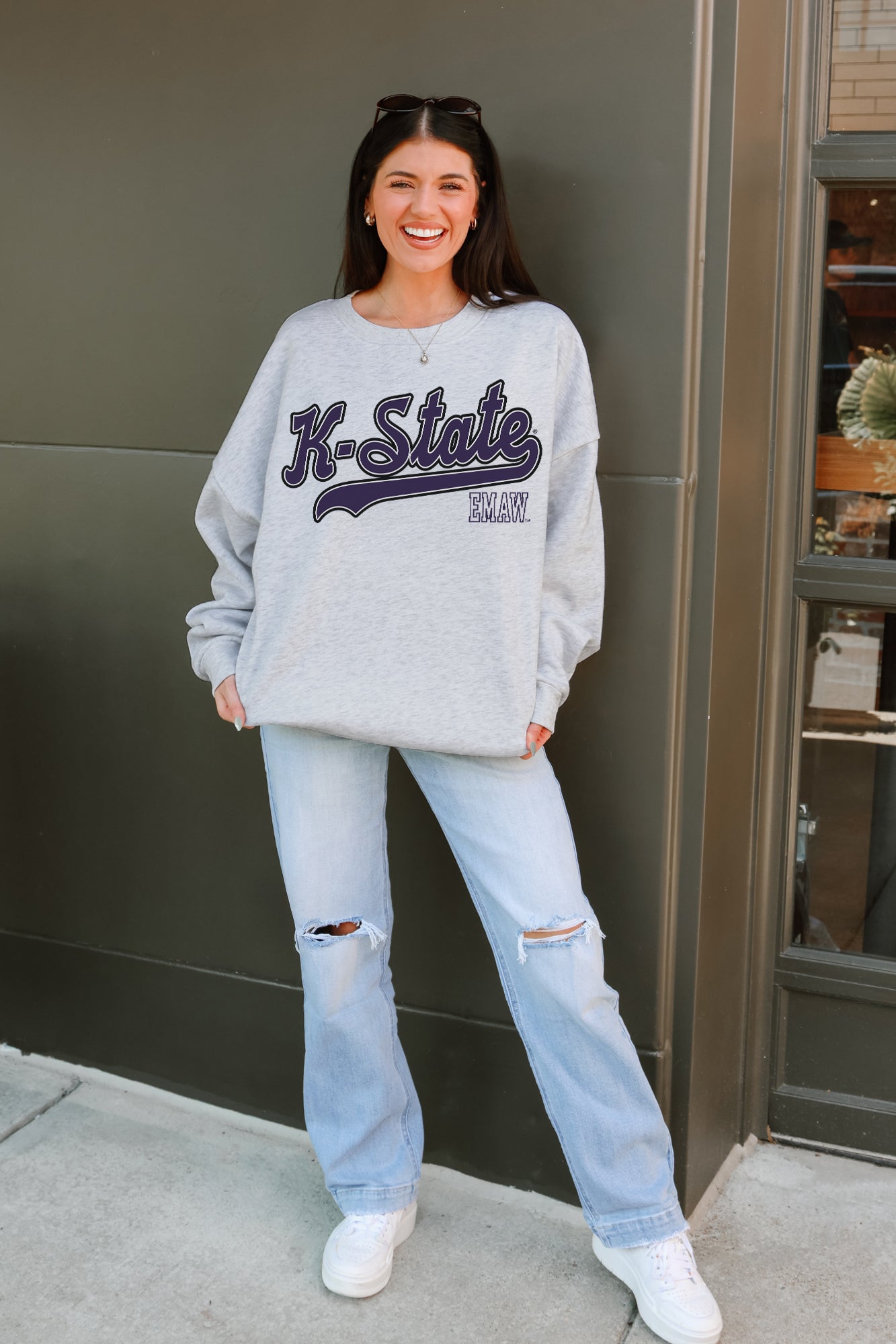 KANSAS STATE WILDCATS CLASSIC WIN PREMIUM FLEECE CREWNECK PULLOVER