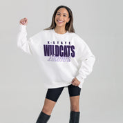 KANSAS STATE WILDCATS ALUMNI ERA PREMIUM DROP SHOULDER FLEECE CREWNECK PULLOVER