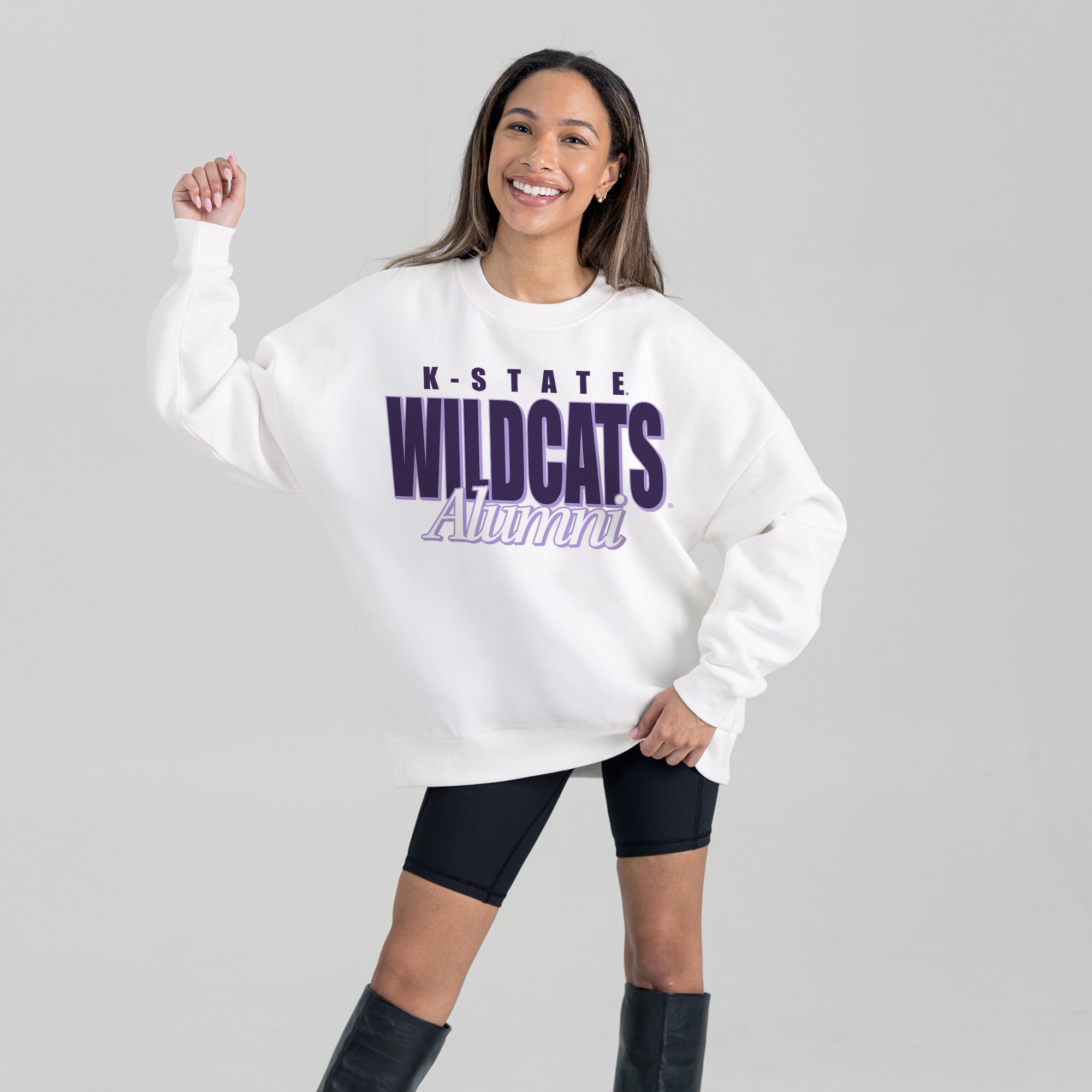 KANSAS STATE WILDCATS ALUMNI ERA PREMIUM DROP SHOULDER FLEECE CREWNECK PULLOVER