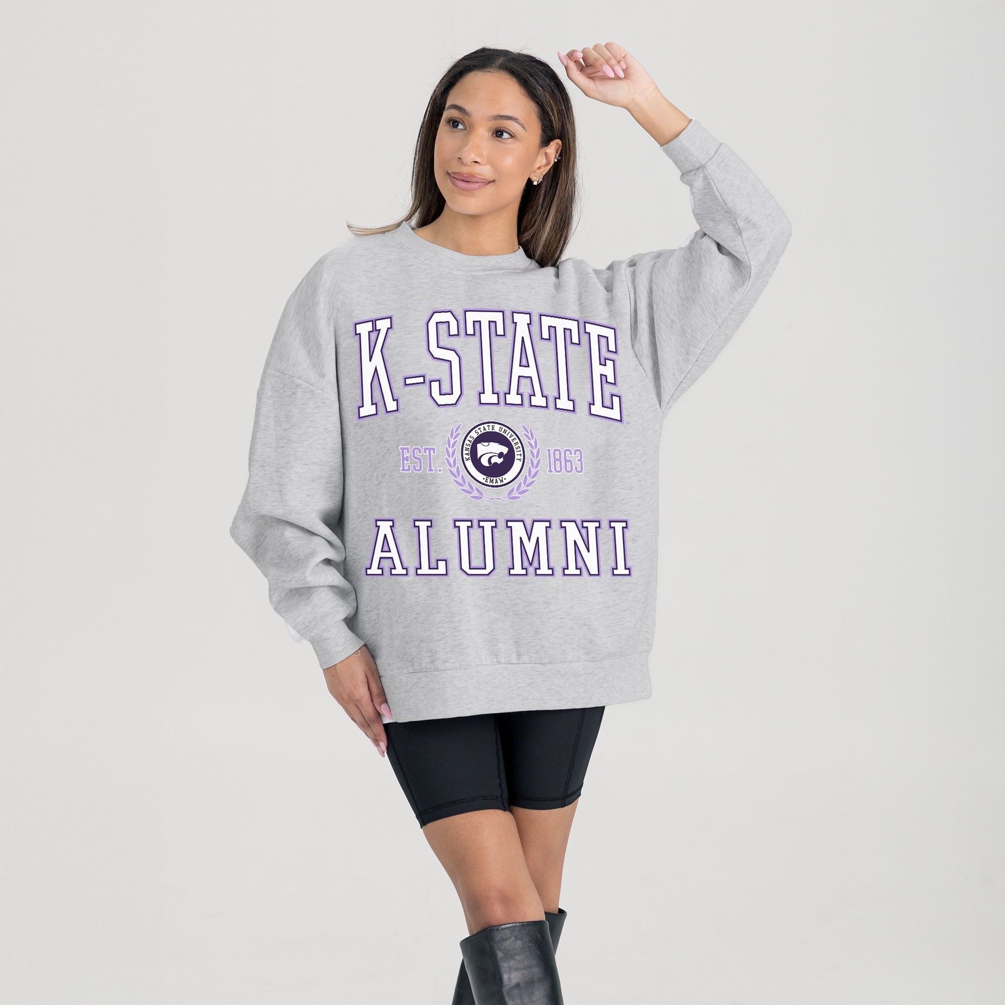 KANSAS STATE WILDCATS DEGREE UNLOCKED PREMIUM DROP SHOULDER FLEECE CREWNECK PULLOVER