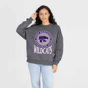 KANSAS STATE WILDCATS SATURDAY SEAL PREMIUM FLEECE DROP SHOULDER CREWNECK PULLOVER