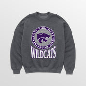 KANSAS STATE WILDCATS SATURDAY SEAL PREMIUM FLEECE DROP SHOULDER CREWNECK PULLOVER