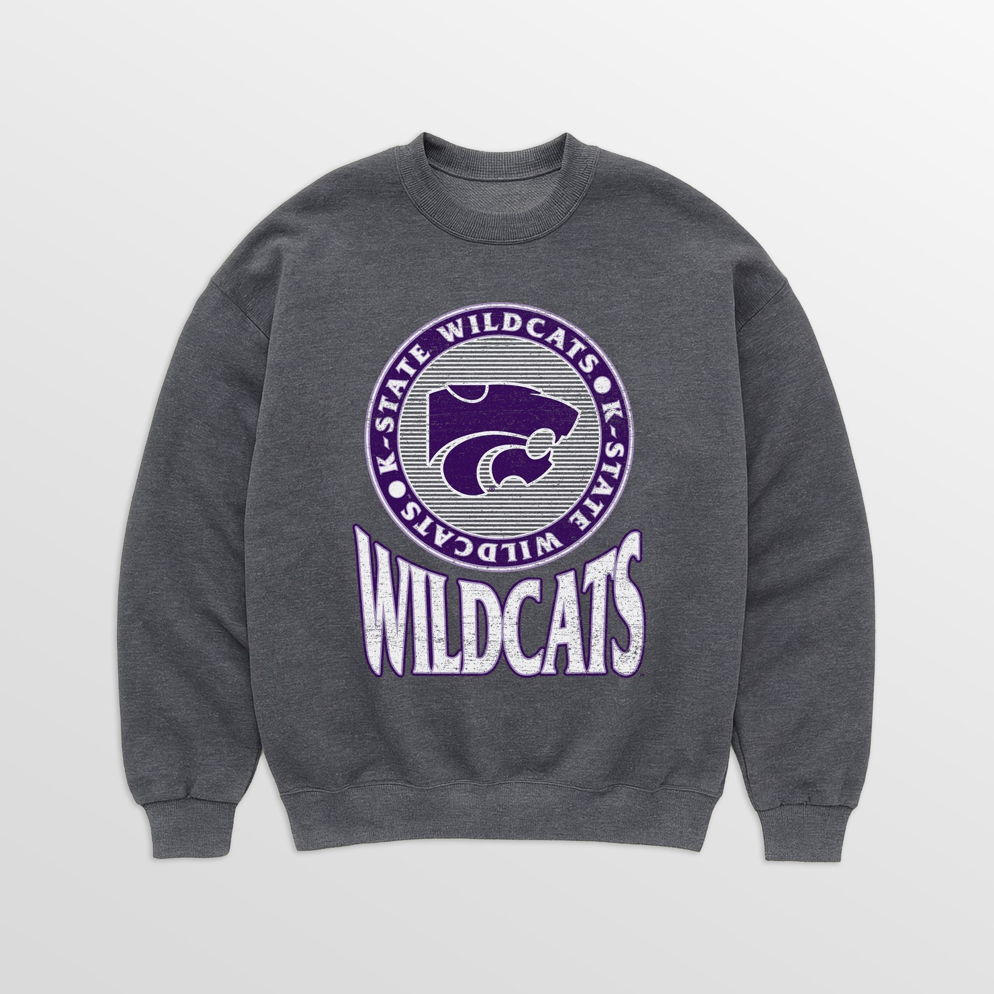 KANSAS STATE WILDCATS SATURDAY SEAL PREMIUM FLEECE DROP SHOULDER CREWNECK PULLOVER
