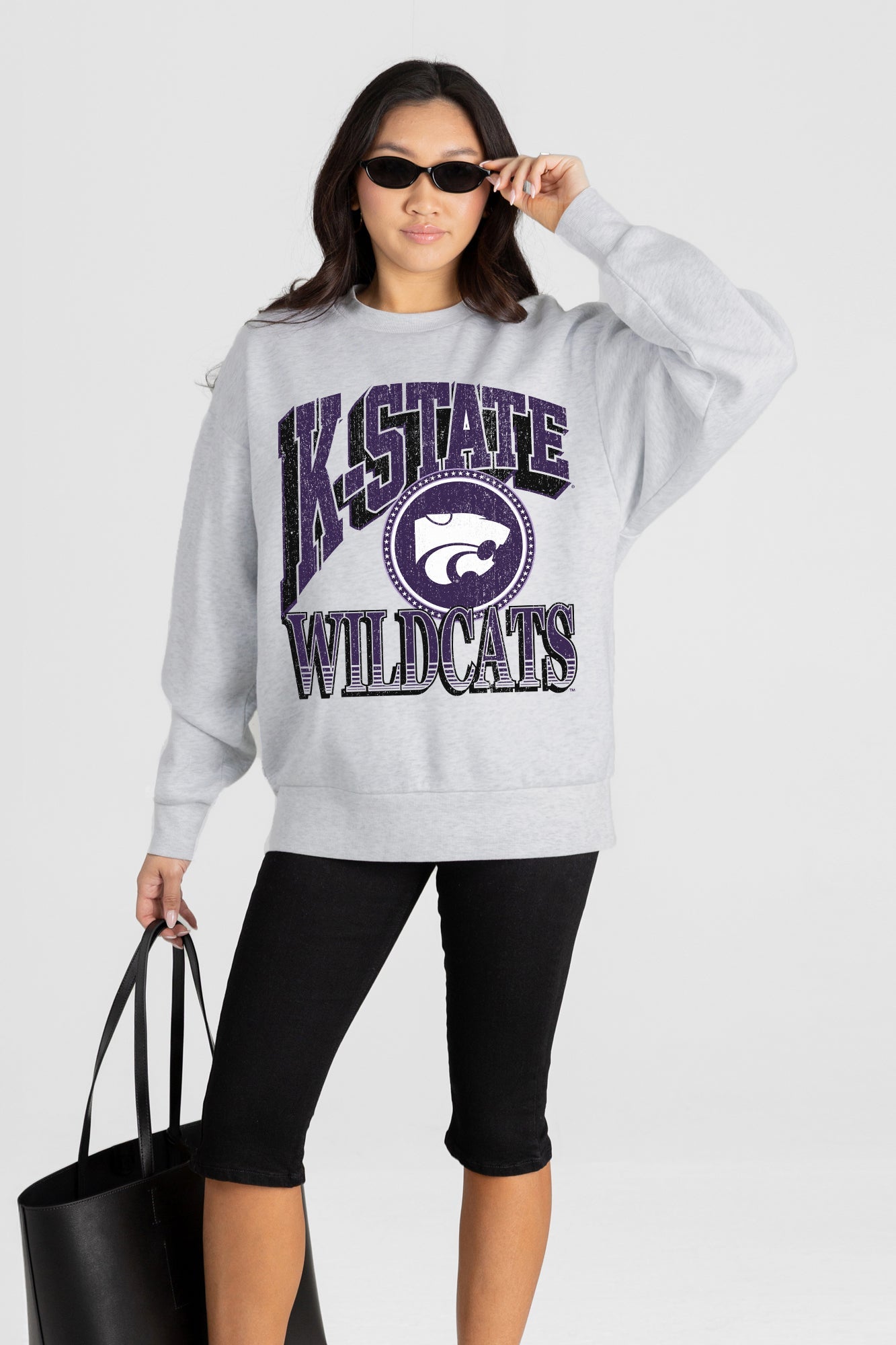 KANSAS STATE WILDCATS GAME ON PREMIUM FLEECE DROP SHOULDER CREWNECK PULLOVER