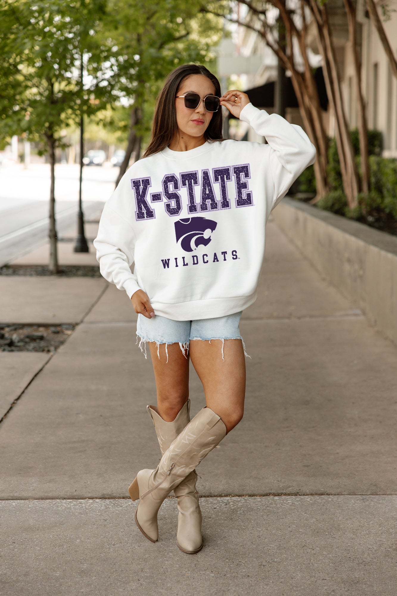 KANSAS STATE WILDCATS Freestyle Fleece Drop-Shoulder Pullover