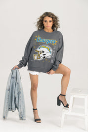 LOS ANGELES CHARGERS READY TO RUMBLE PREMIUM FLEECE DROP SHOULDER CREWNECK PULLOVER