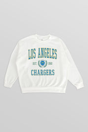 LOS ANGELES CHARGERS TIMELESS TRIUMPH PREMIUM FLEECE DROP SHOULDER CREWNECK PULLOVER