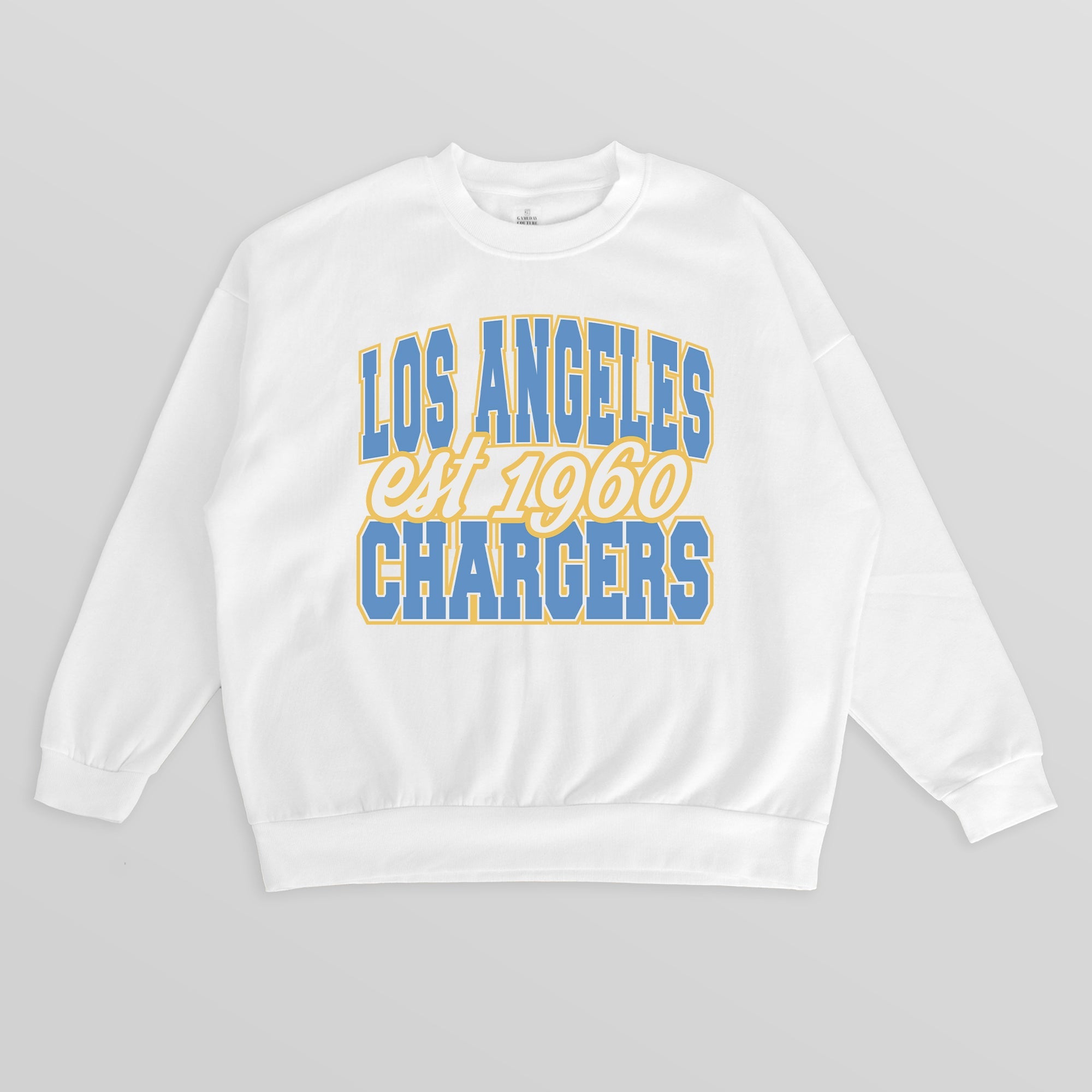 LOS ANGELES CHARGERS FADED FORMATION PREMIUM FLEECE CREWNECK PULLOVER
