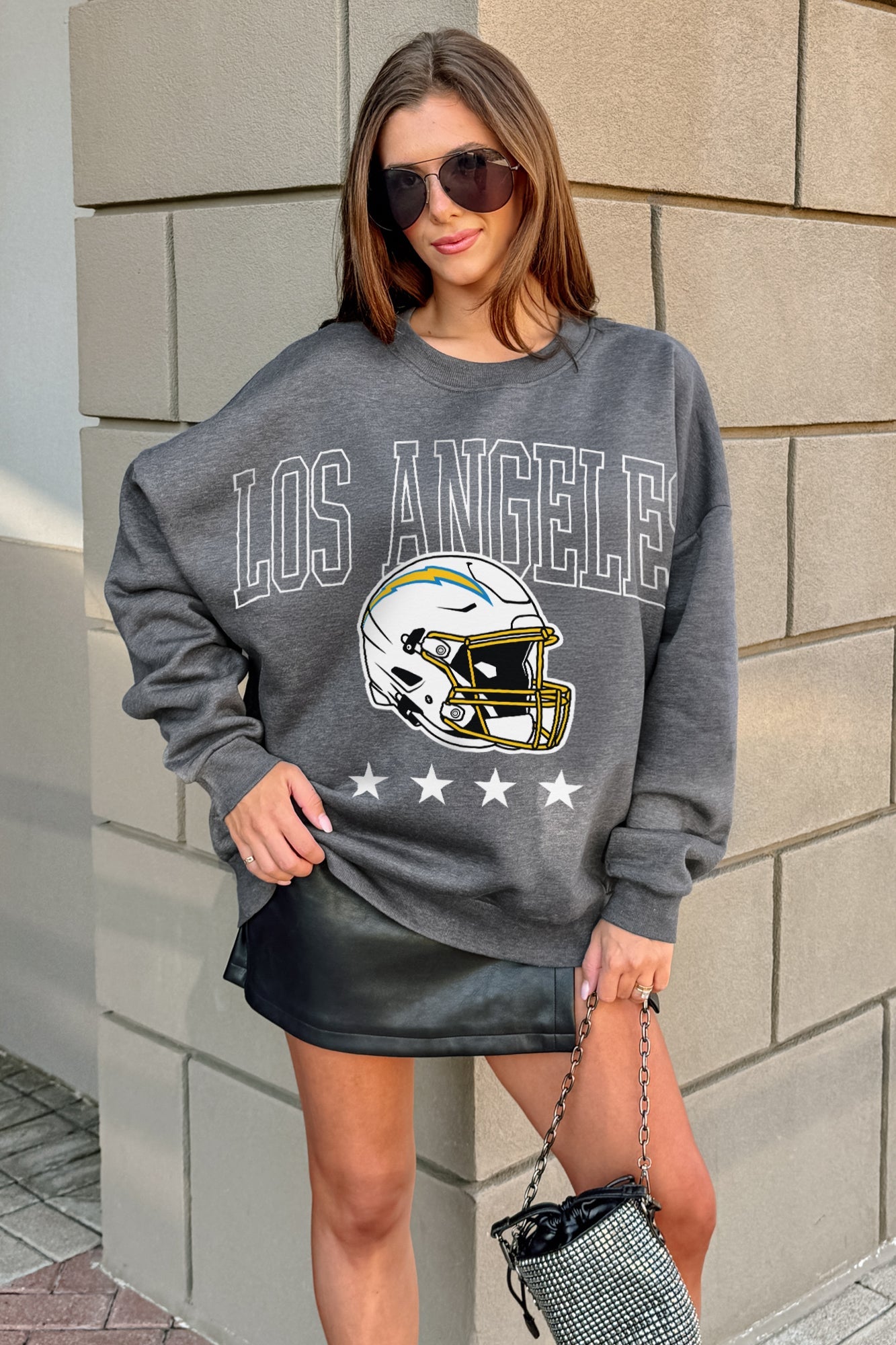 LOS ANGELES CHARGERS RISING STAR PREMIUM FLEECE CREWNECK PULLOVER