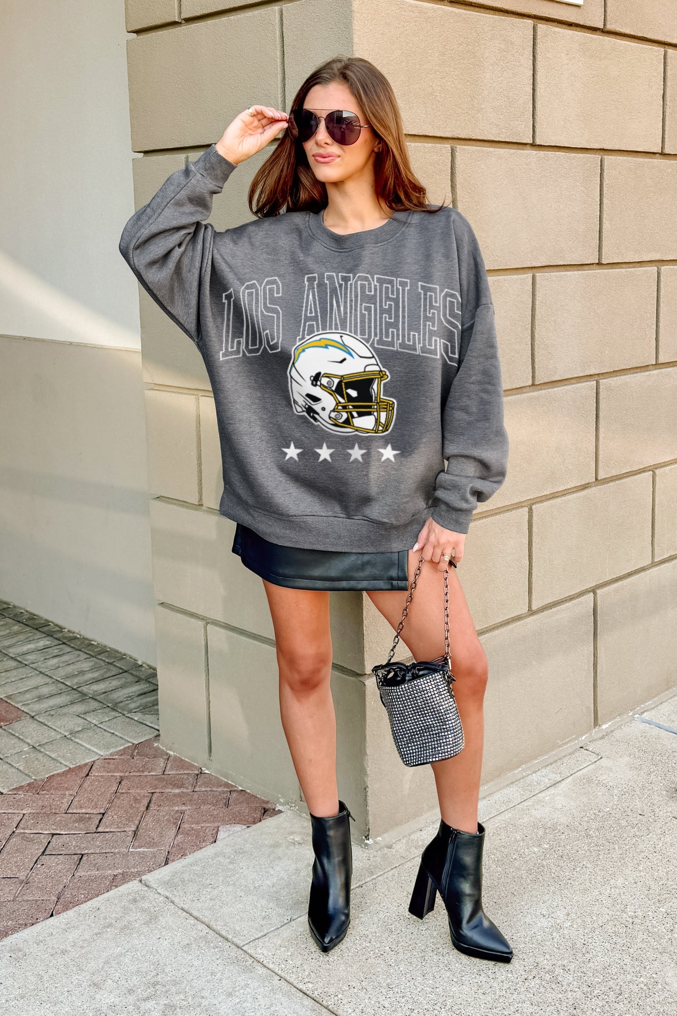 LOS ANGELES CHARGERS RISING STAR PREMIUM FLEECE CREWNECK PULLOVER