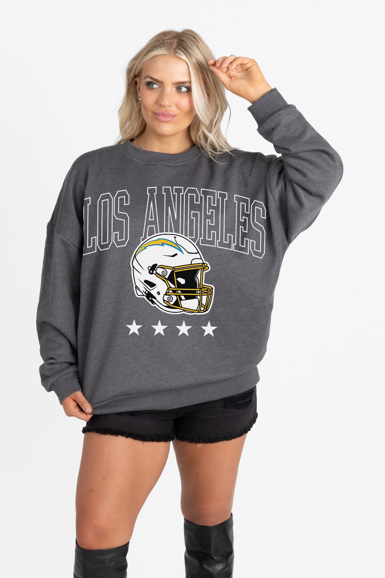 LOS ANGELES CHARGERS RISING STAR PREMIUM FLEECE CREWNECK PULLOVER