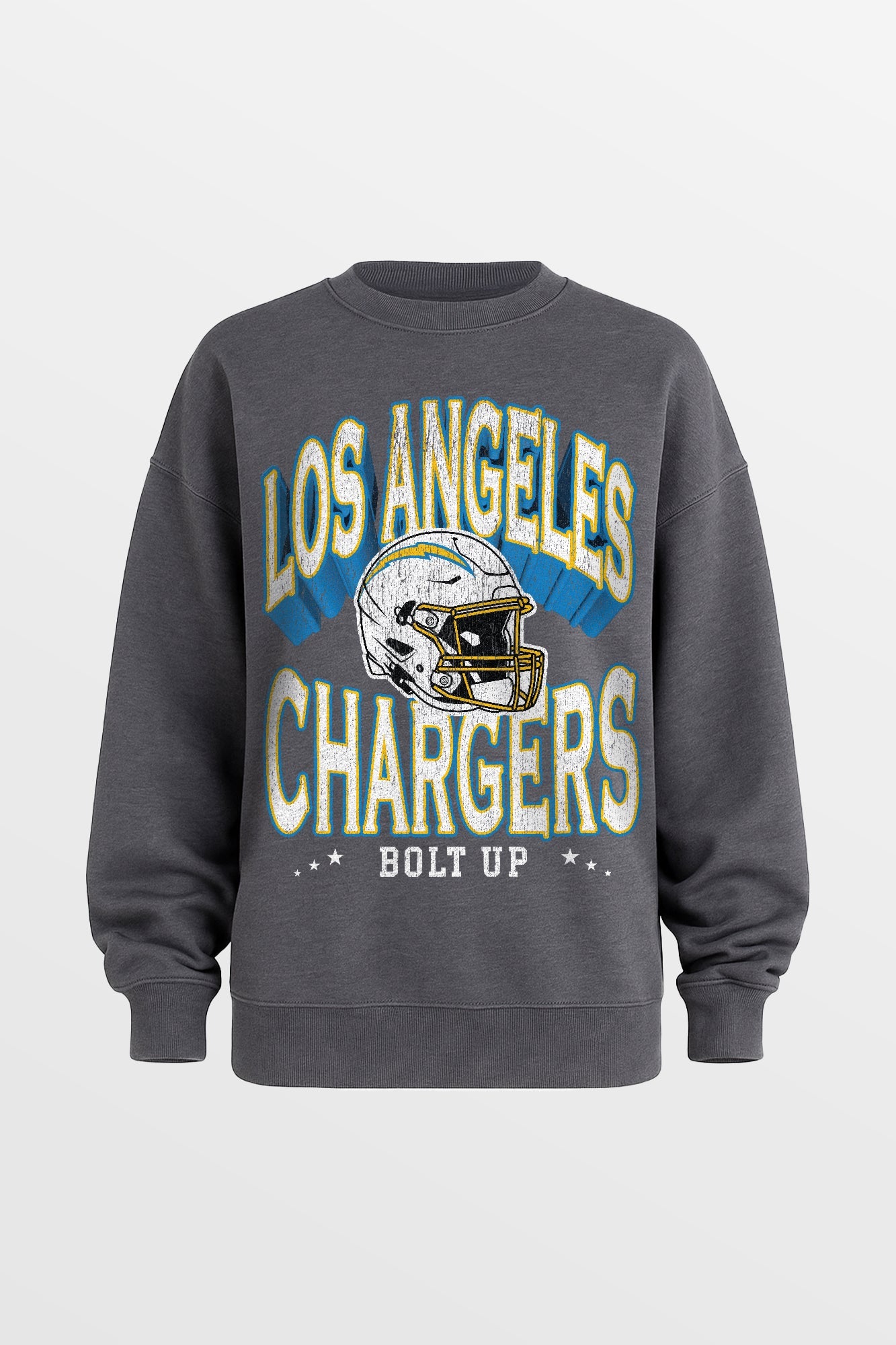 LOS ANGELES CHARGERS STAY COOL PREMIUM FLEECE CREWNECK PULLOVER BY RANDI MAHOMES