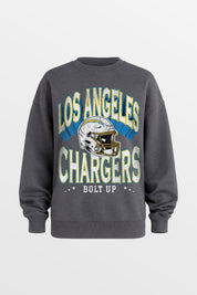 LOS ANGELES CHARGERS STAY COOL PREMIUM FLEECE CREWNECK PULLOVER BY RANDI MAHOMES