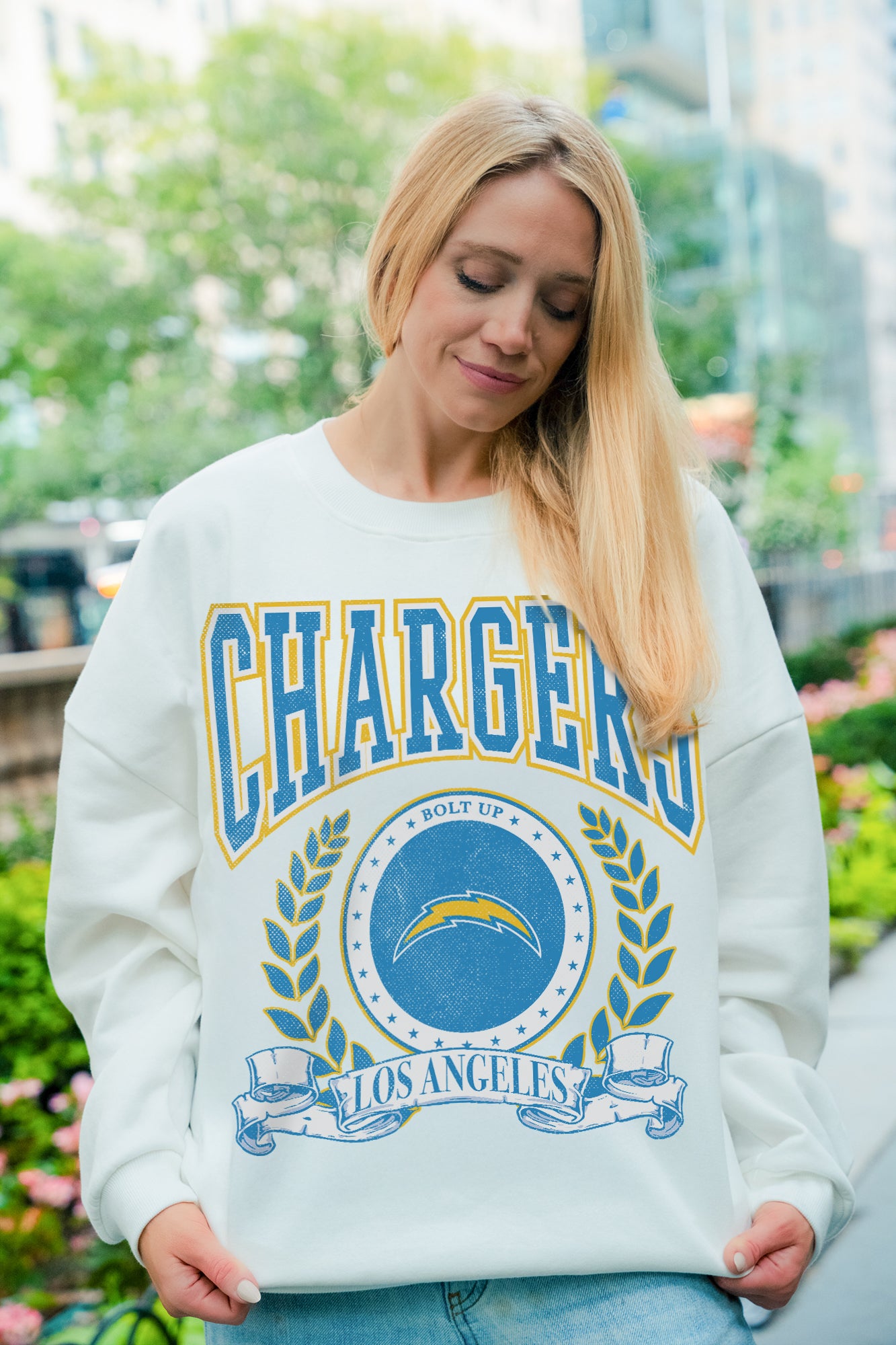 LOS ANGELES CHARGERS STAY COOL PREMIUM FLEECE CREWNECK PULLOVER