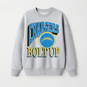 LOS ANGELES CHARGERS GAME ON PREMIUM FLEECE DROP SHOULDER CREWNECK PULLOVER