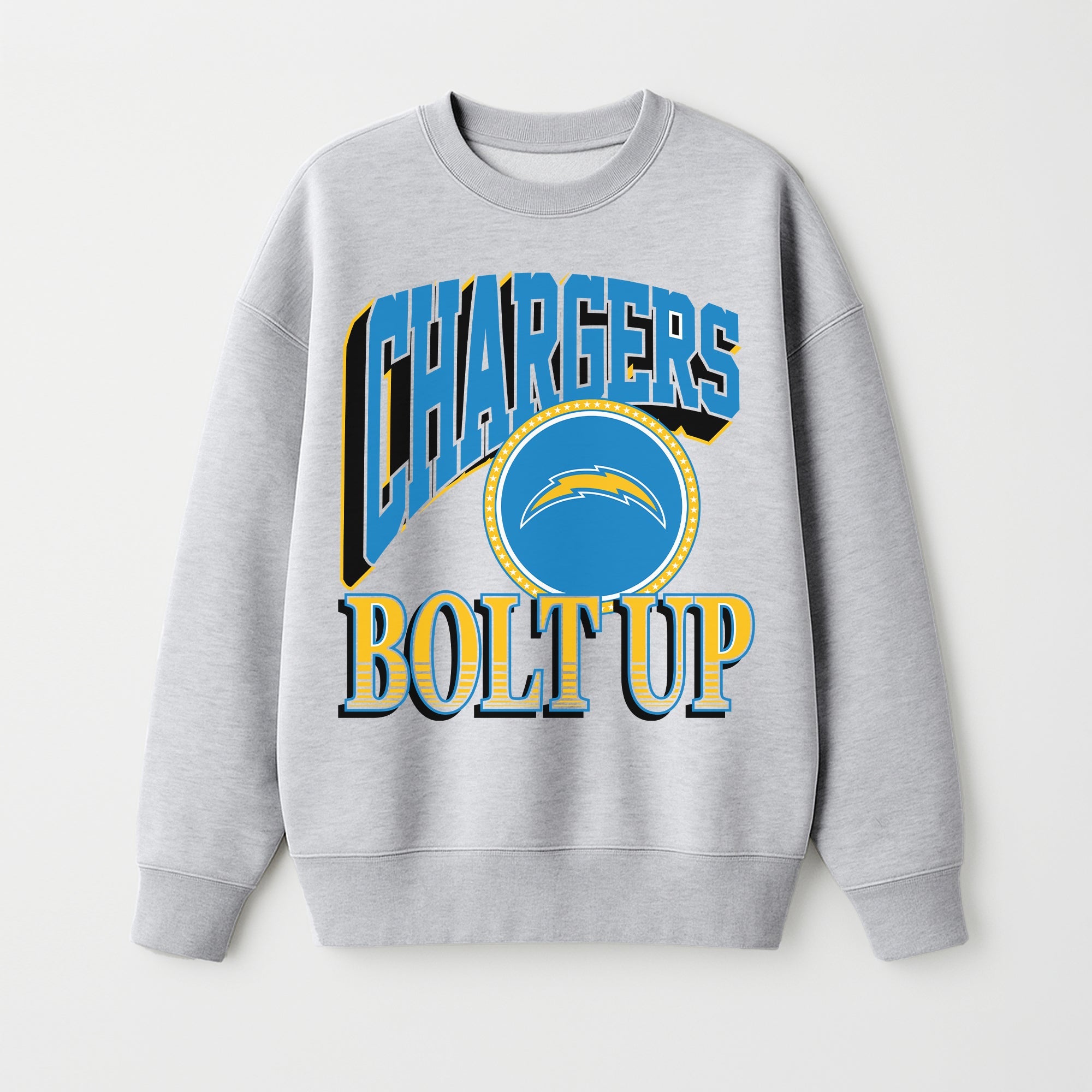 LOS ANGELES CHARGERS GAME ON PREMIUM FLEECE DROP SHOULDER CREWNECK PULLOVER