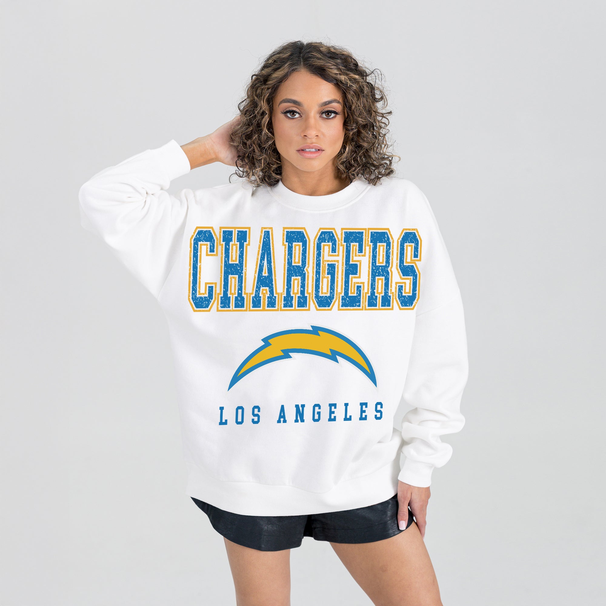 LOS ANGELES CHARGERS Sunday Drives Fleece Crewneck Pullover