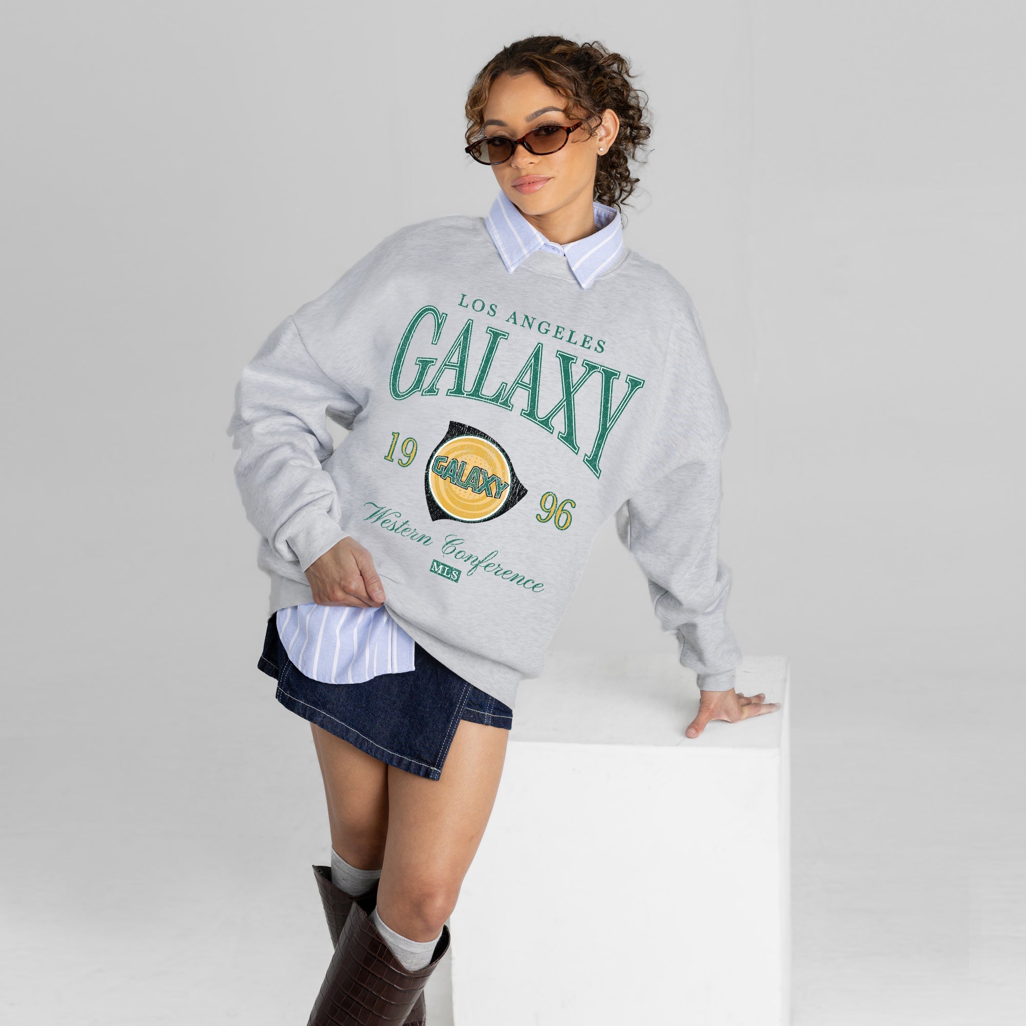 LOS ANGELES GALAXY INSTANT CLASSIC PREMIUM FLEECE DROP SHOULDER CREWNECK PULLOVER