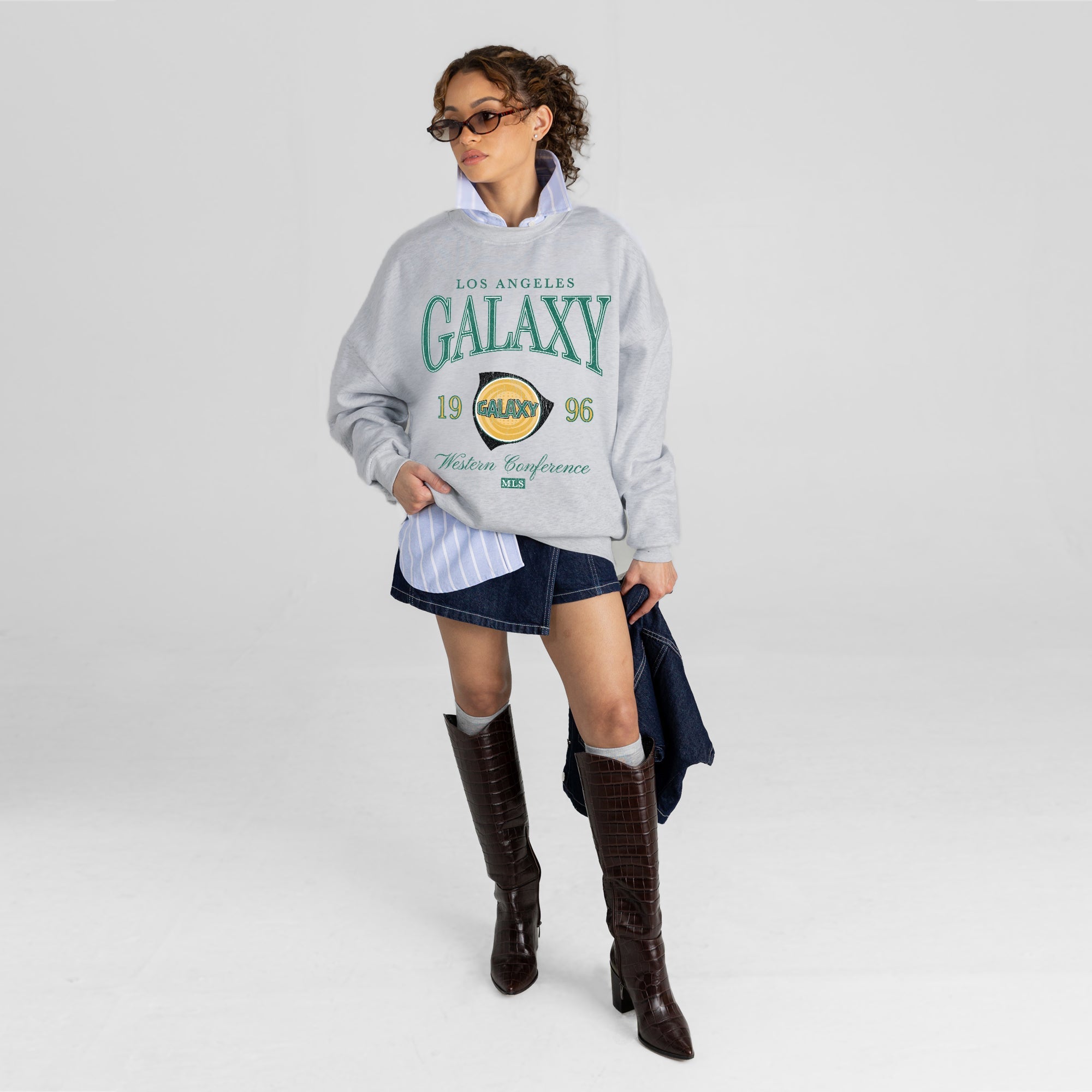 LOS ANGELES GALAXY INSTANT CLASSIC PREMIUM FLEECE DROP SHOULDER CREWNECK PULLOVER