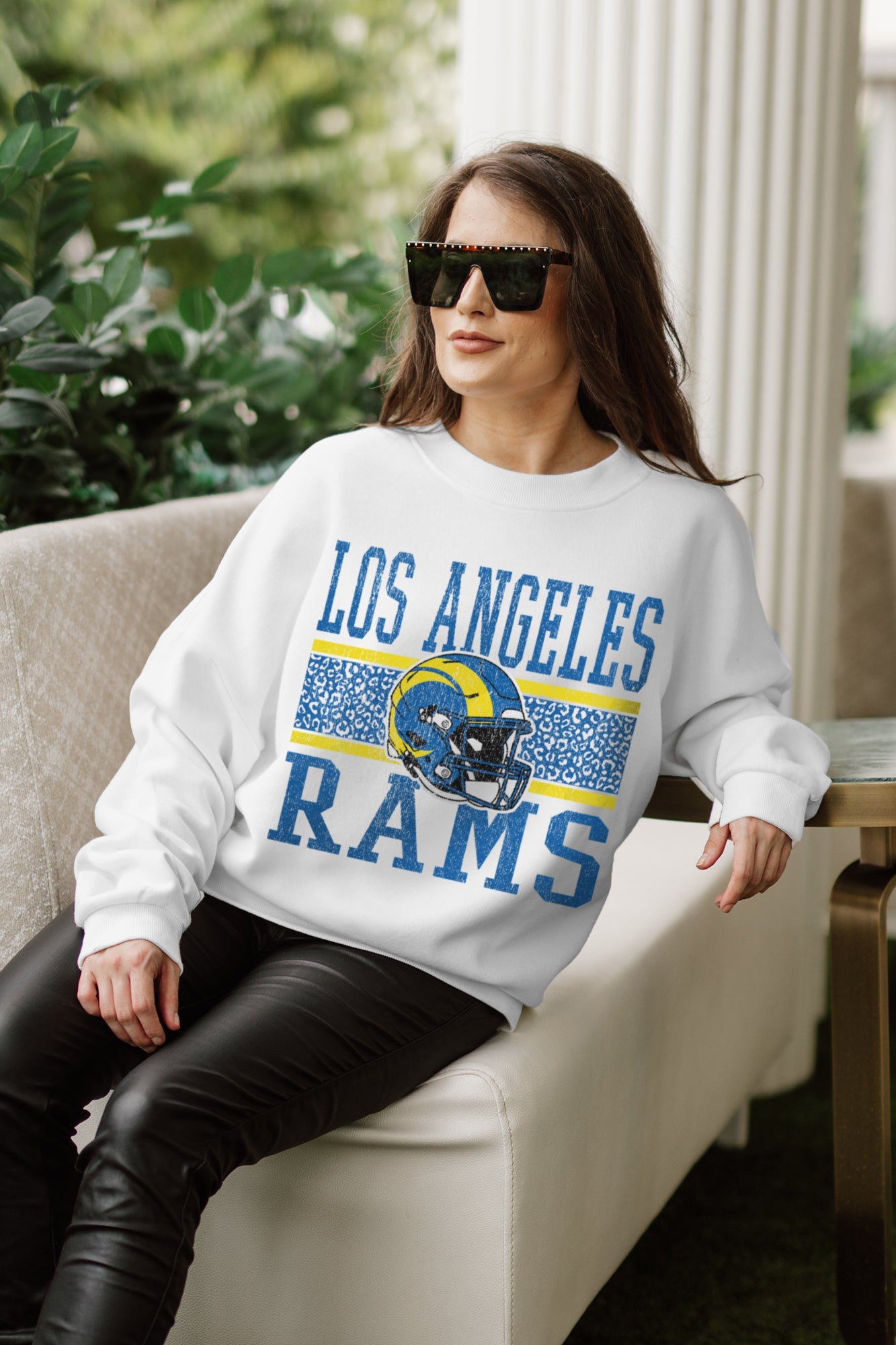 LOS ANGELES RAMS FAIR CATCH PREMIUM FLEECE DROP SHOULDER CREWNECK PULLOVER