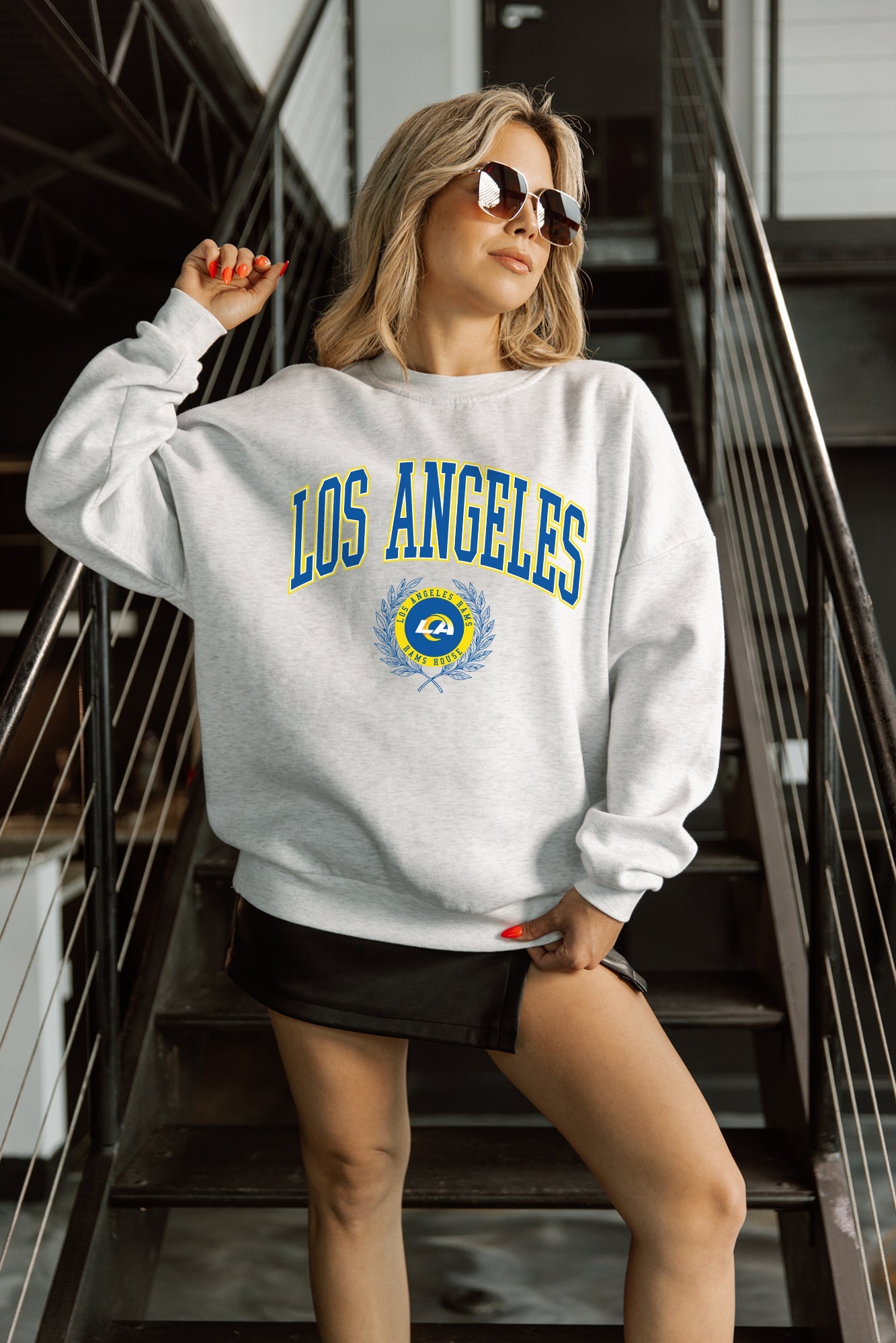LOS ANGELES RAMS TRADITION REFINED PREMIUM FLEECE CREWNECK PULLOVER