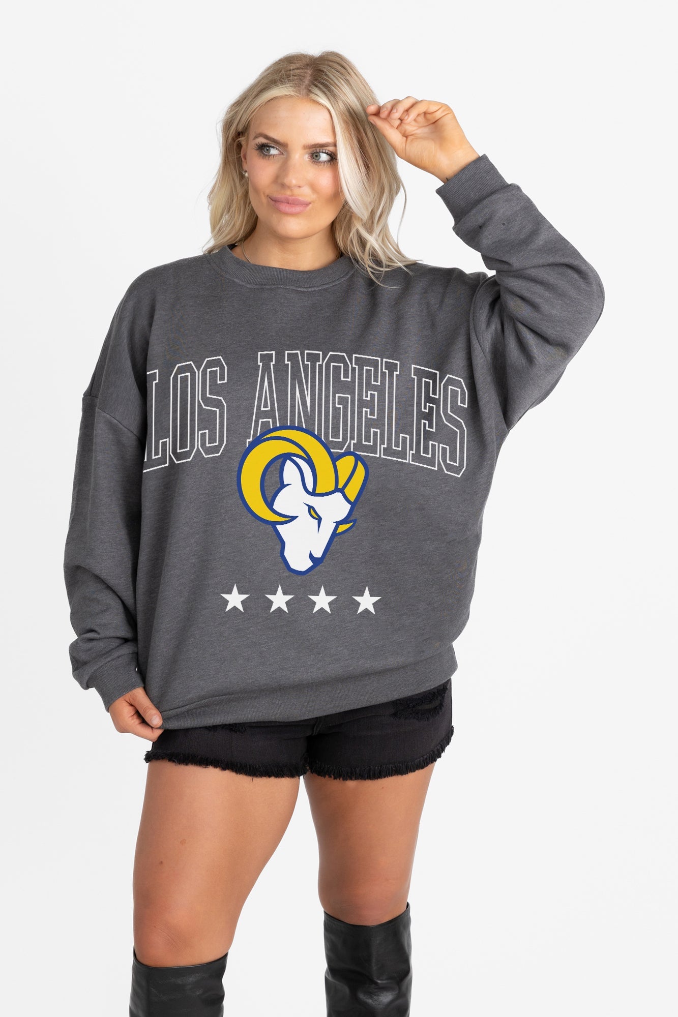 LOS ANGELES RAMS RISING STAR PREMIUM FLEECE CREWNECK PULLOVER